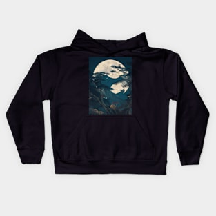 Japanese moon art Kids Hoodie